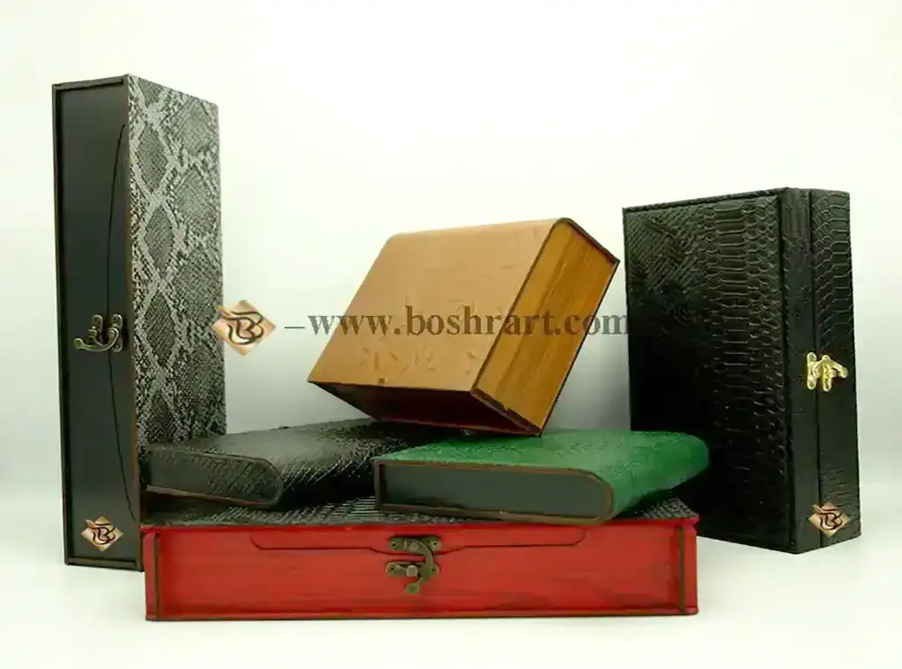 خرید و سفارش جعبه هدیه تبلیغاتی، سازمانی لوکس | طراحی اختصاصی MDF، پلکسی، چرمی، چوبی و مخملی در گالری صنایع دستی بُشرا
