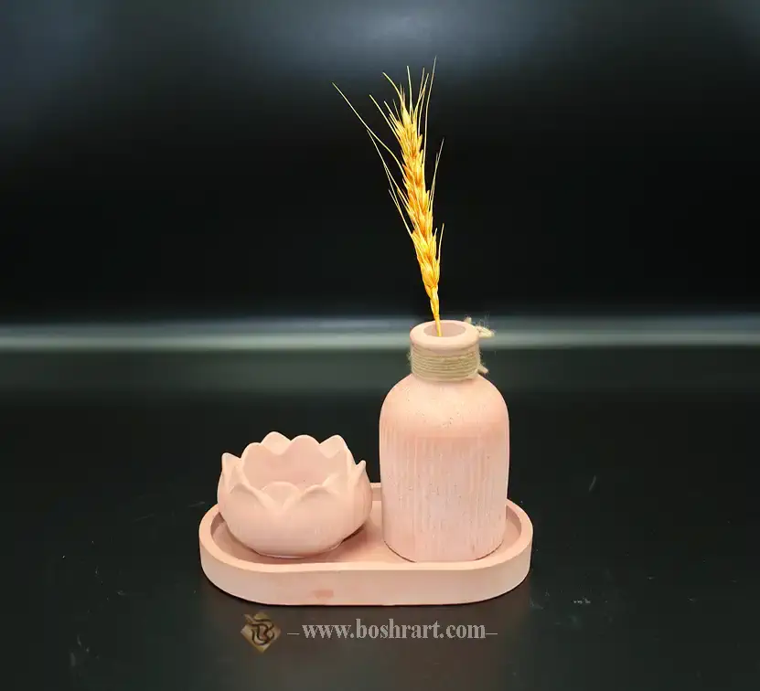 Concrete vase and candle holder خريد ست گلدان بتني و جاشمعي مدل مراكشي از گالري صنايع دستي و هنرهاي سنتي بُشرا